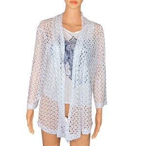 White Lacey Cardigan Sweater Open Front